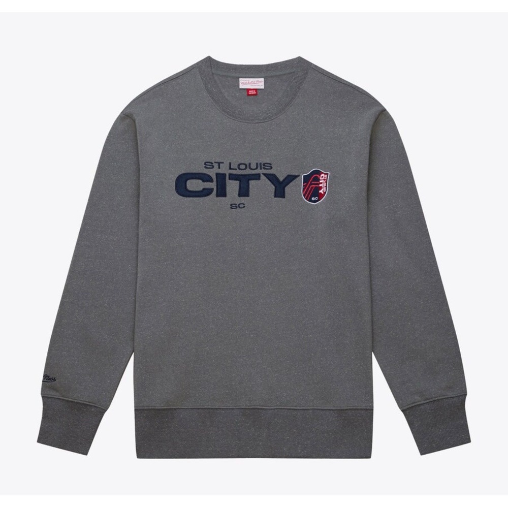 Men's Small Gray St. Louis City MLS Mitchell & Ness Team Logo Fleece Sweatshirt‎